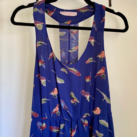 Audrey 3+1 High Low Backless Blue Boho Bird Dress - Picture 3 of 7